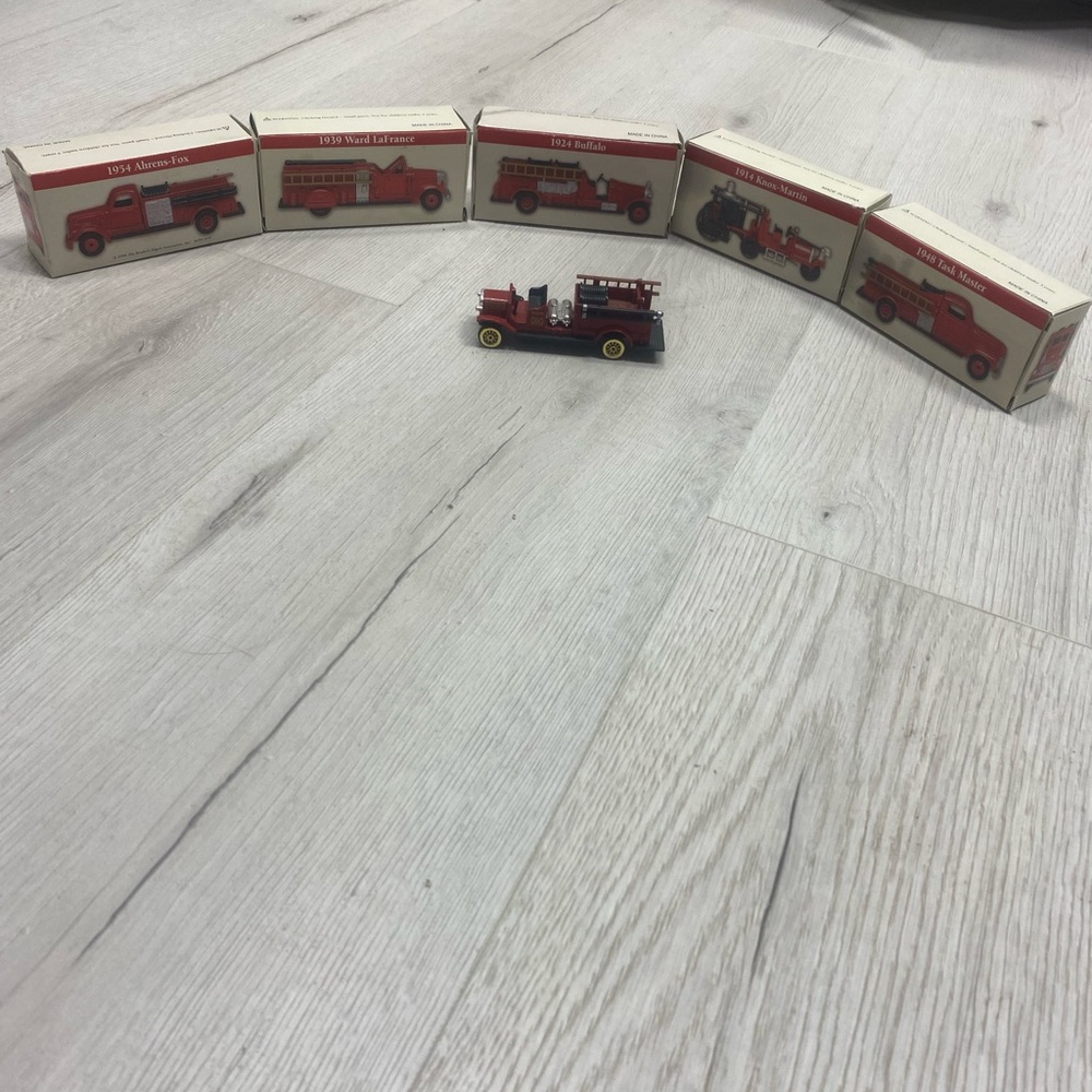 Vintage Red Toy Fire Engines-Set of 6